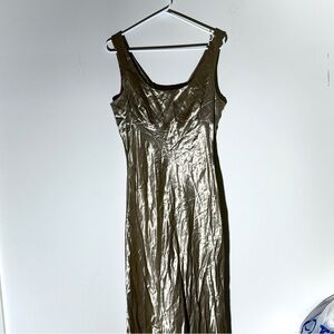 All That Jazz Vintage 90s Bronze Satin Slip Dress – Size M